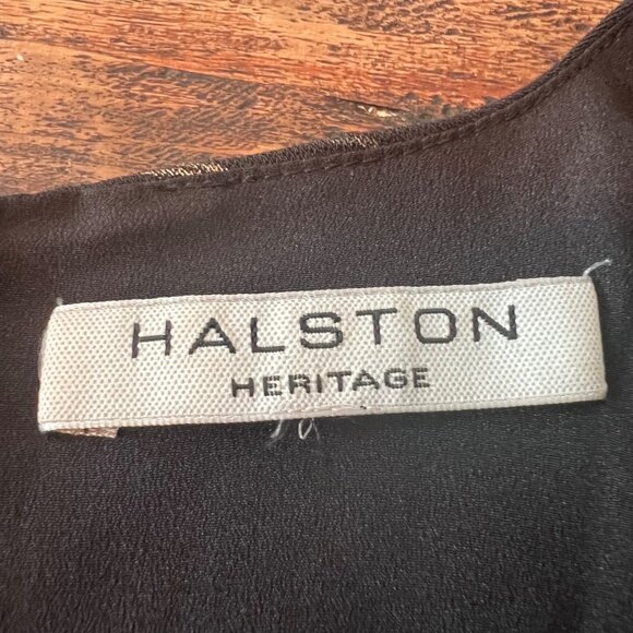 Halston Heritage Black & Gold Kimono Sleeve Mini Dress With Abstract Print Size - Picture 4 of 14